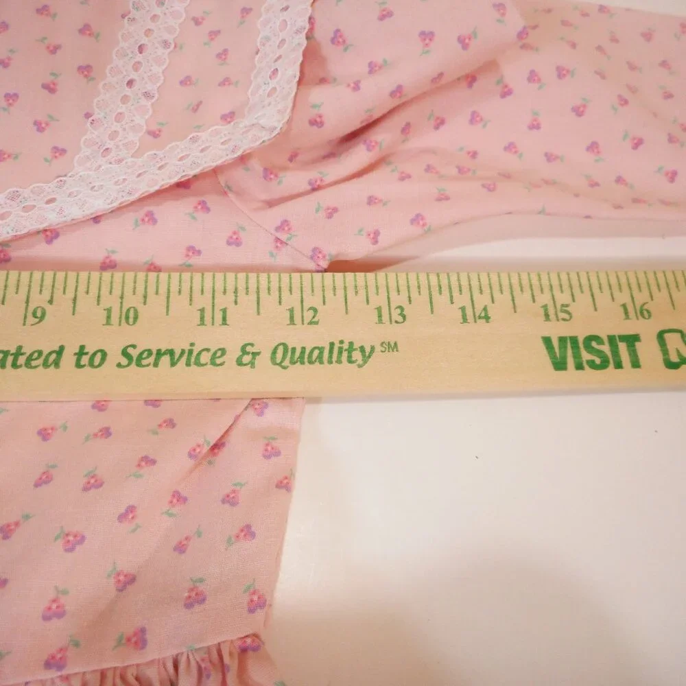 Vintage Handmade Dress Girls Size 5 (approx) Sailor Bib Collar Pink Pansy Floral